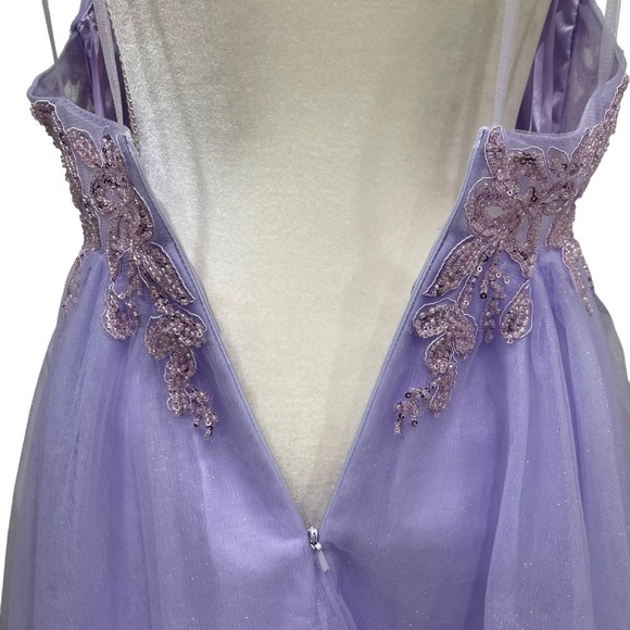 Coya Collection New XS Floral Embroidered Open V Back Tulle Fit and Flare Dress - Picture 11 of 14